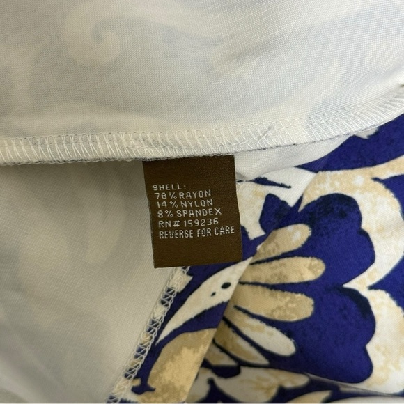 J.MCLAUGHLIN Imogen Sheath Stretch Knit Dress Sz Medium Navy Tan - Picture 7 of 9